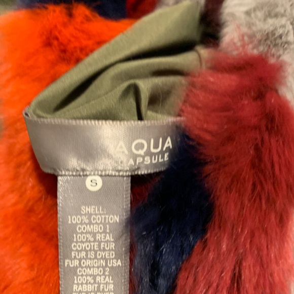 Aqua Capsule Macys Fur Parka !!! Beautiful sz Small oversized reversible!!! - Picture 4 of 7